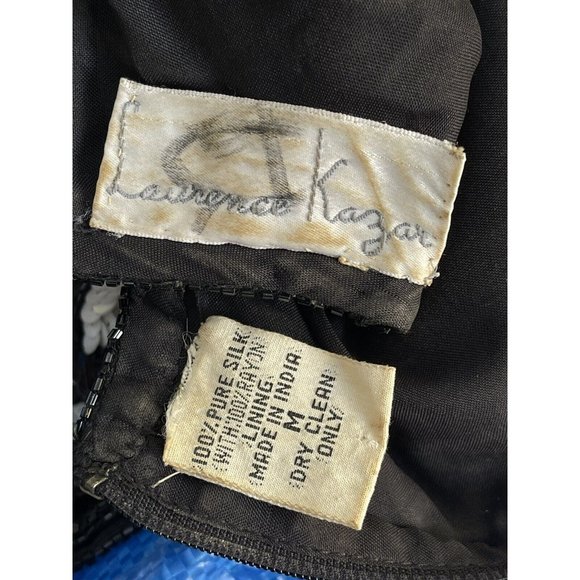 Vintage 80’s/90’s Sequined Dress by Lawrence Kazar, Black & White Swirls, M - Picture 4 of 5